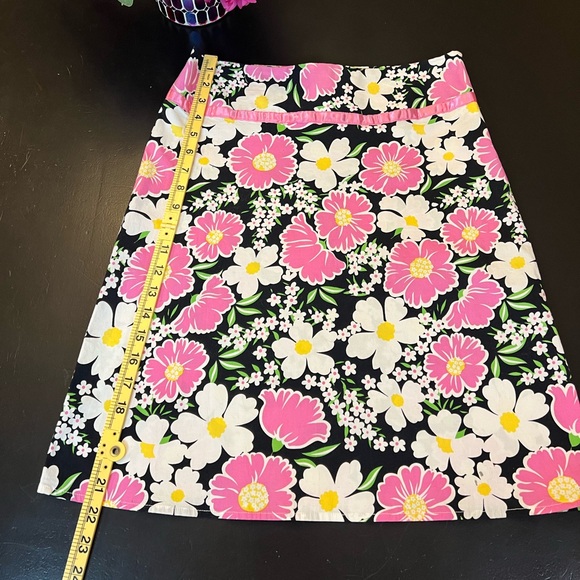 Star City Y2K Pink Black Floral Daisy A Line Knee Length Skirt Sz 7 Barbiecore - Picture 2 of 11
